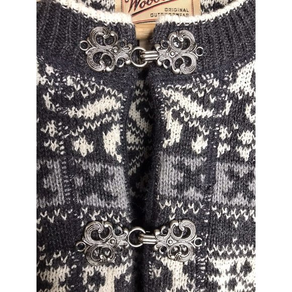 Vintage Woolrich Cardigan Sweater Women's Large Nordic Fair Isle Metal Clasps - Picture 3 of 10